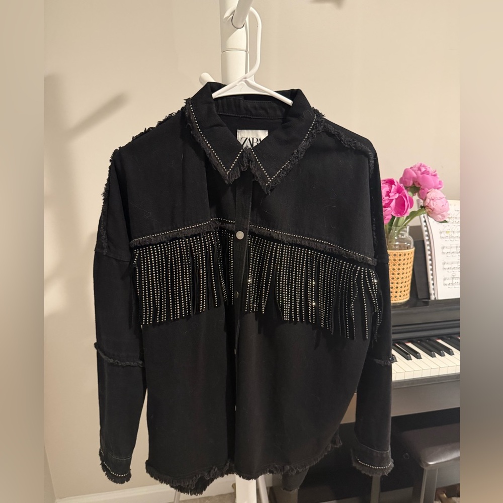 Zara Black Fringe Jacket